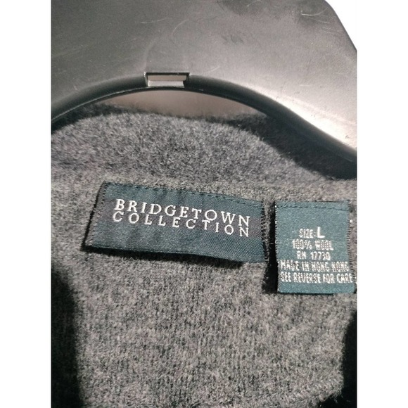 Bridgetown Collection gray 100% Wool button front sweater jacket woman LARGE - Picture 3 of 4